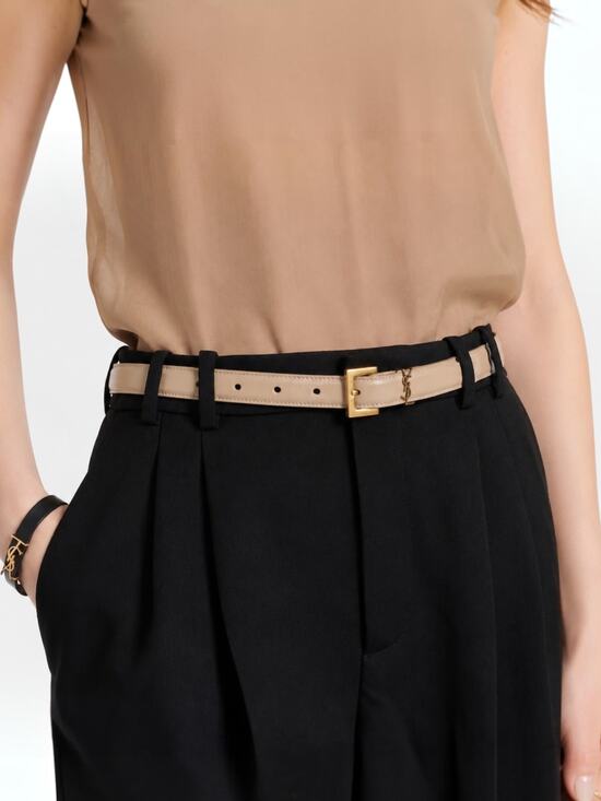 Saint Laurent Cassandre Logo Belt Square Buckle Leather Beige Size 90/36 main image 6